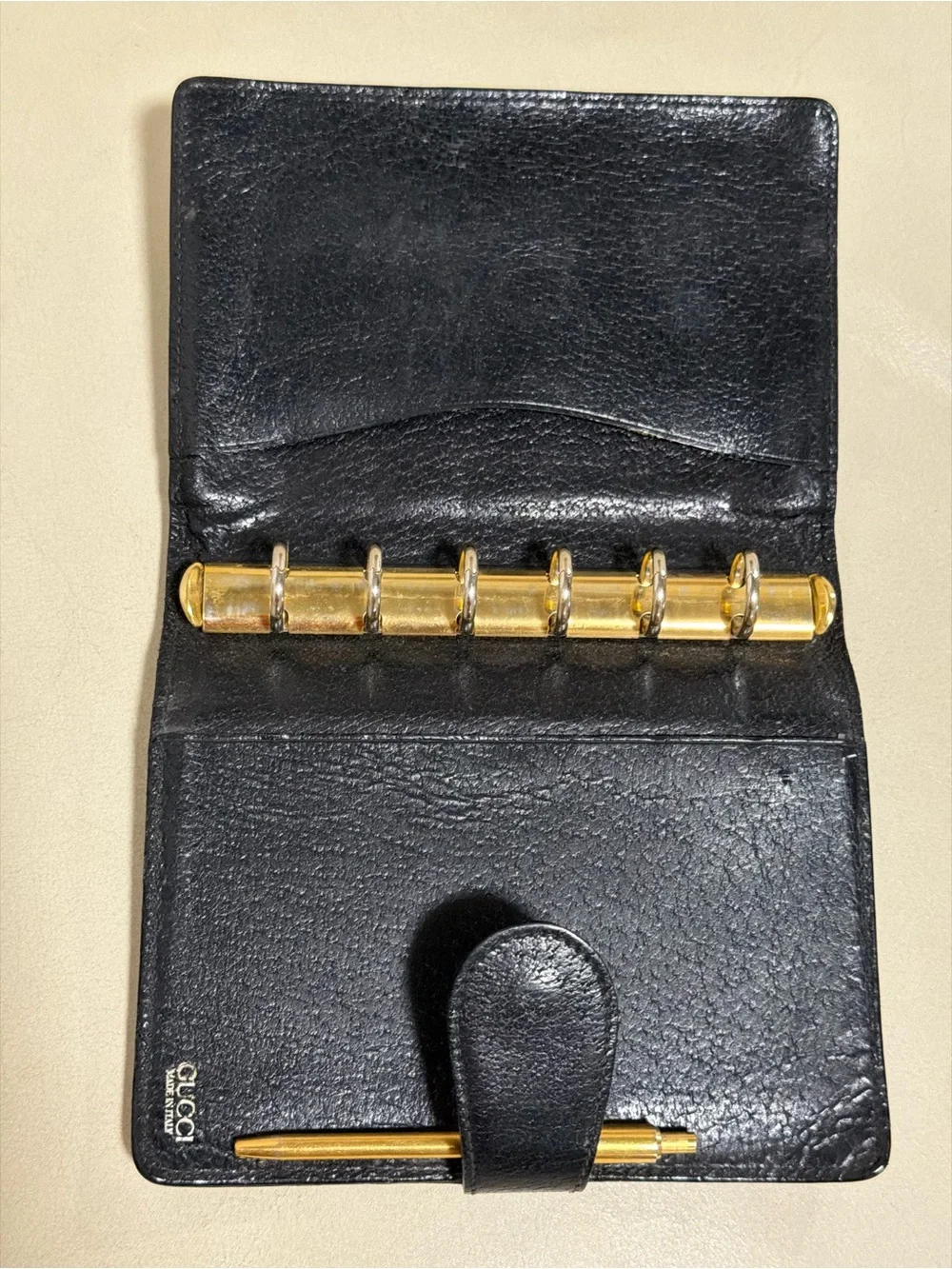 Gucci planner Classic Black with Gold Pen